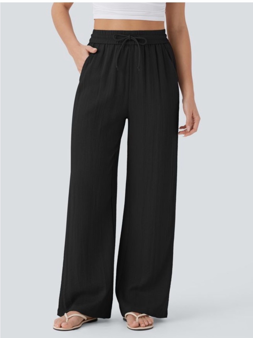 Halara High-Waisted Wide Leg Linen Feel Pants NWOT